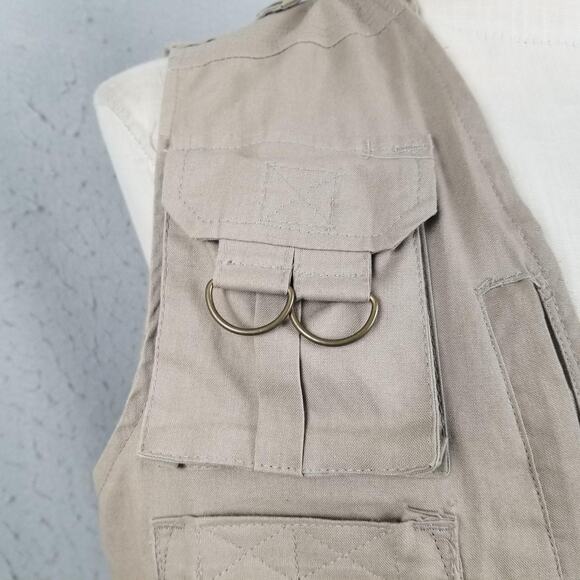 Humvee Vest Mens XS Khaki Safari Fishing Photo Travel Multi Pocket Utility - Picture 4 of 16